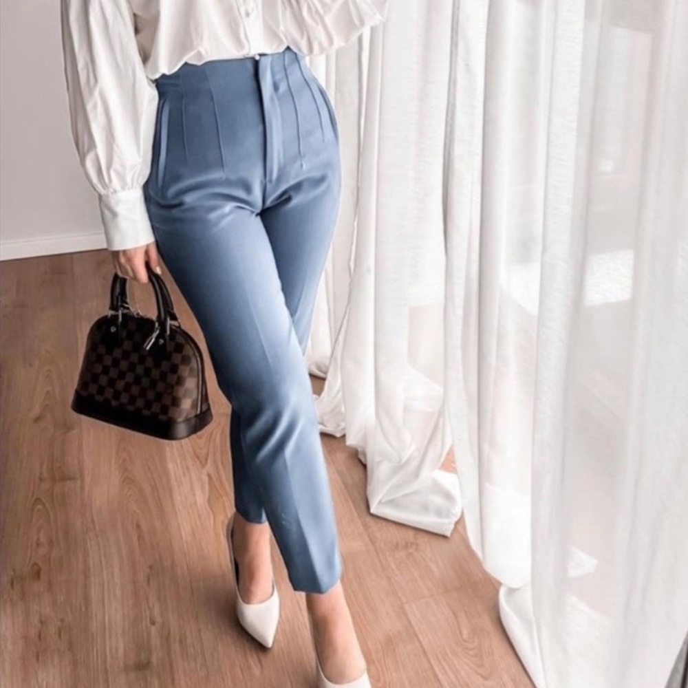 Zara Slate Blue Cigarette Trousers